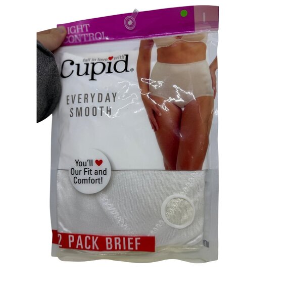 NWT Cupid 2-Pack Light Control Briefs White Large Tummy Control Panty Cotton - Picture 3 of 4